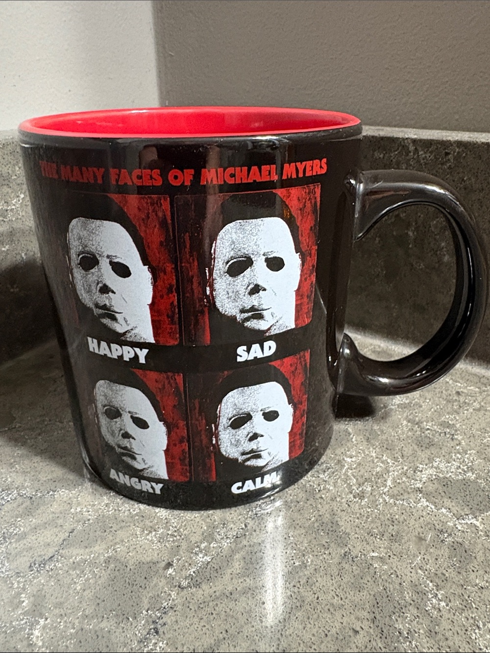 Michael Myers Black and Red Ceramic Mug “The Many Faces of Michael Myers”